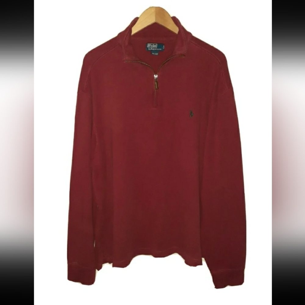 Men's XL POLO Ralph Lauren 1/4 Zip Pullover Sweater -MAROON